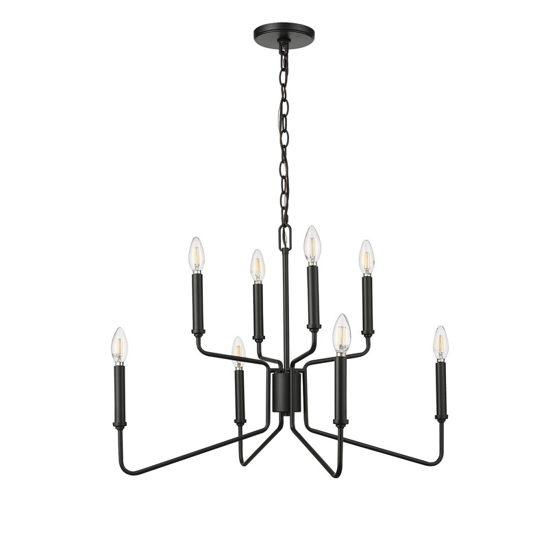 Millennium 29008-MB Raven Eight Light Chandelier, Matte Black