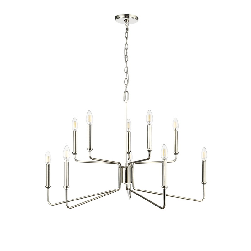 Millennium 29010-PN Raven Ten Light Chandelier, Polished Nickel