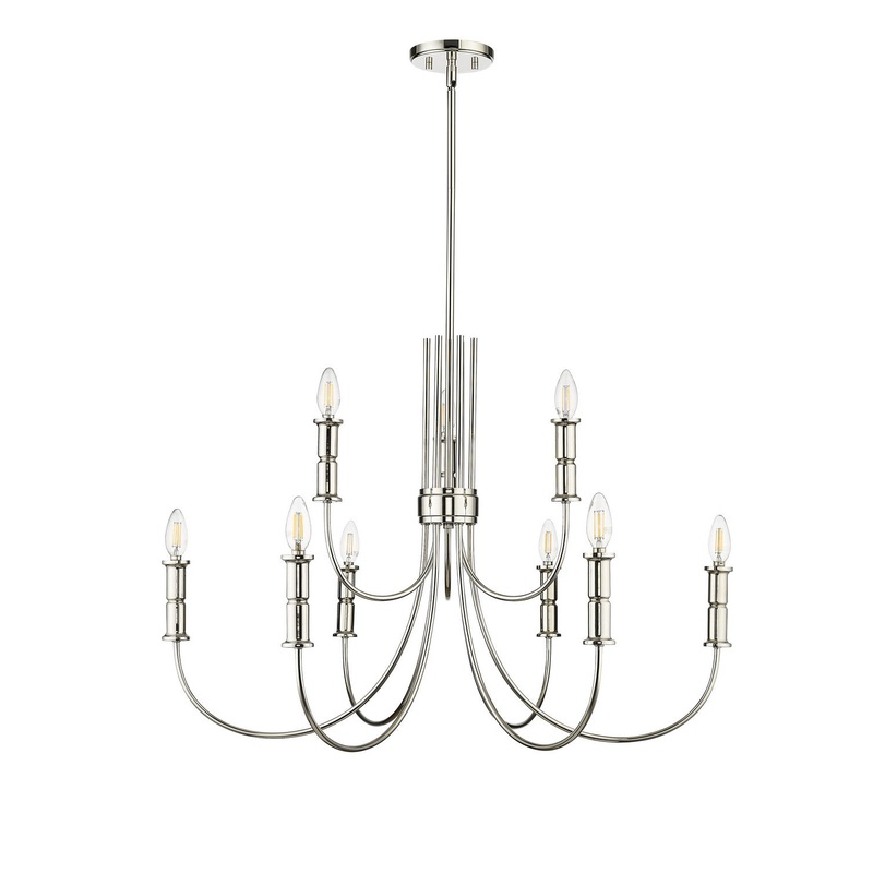 Millennium 29209-PN Potiss Nine Light Chandelier, Polished Nickel