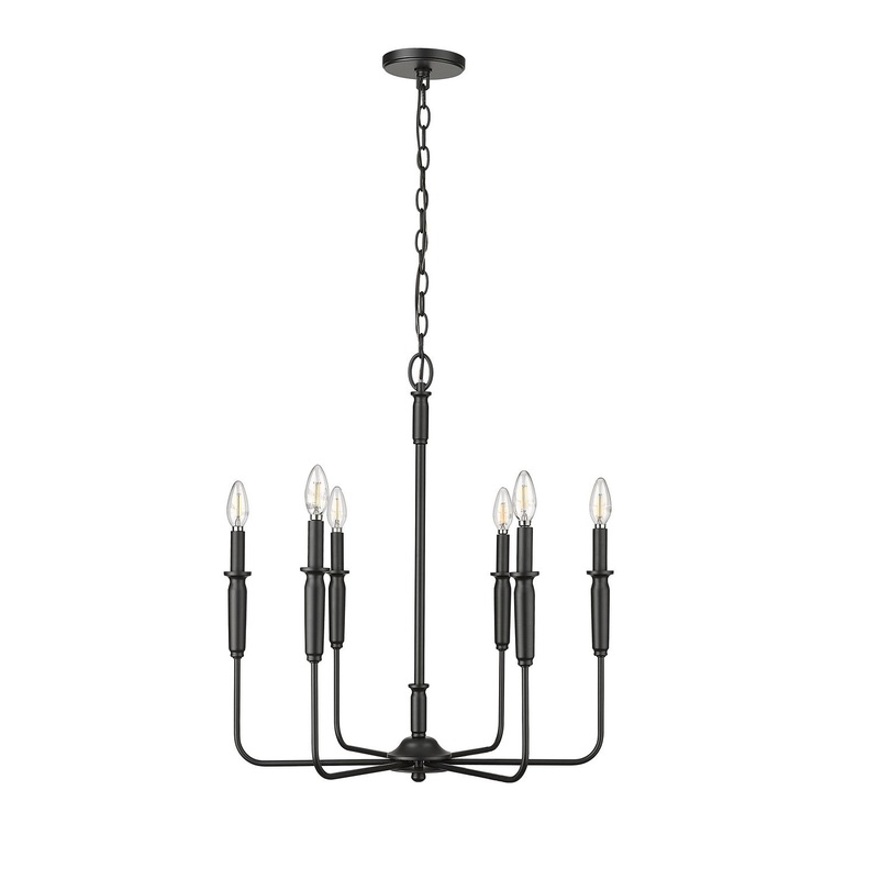 Millennium 29306-MB Savanne Six Light Chandelier, Matte Black