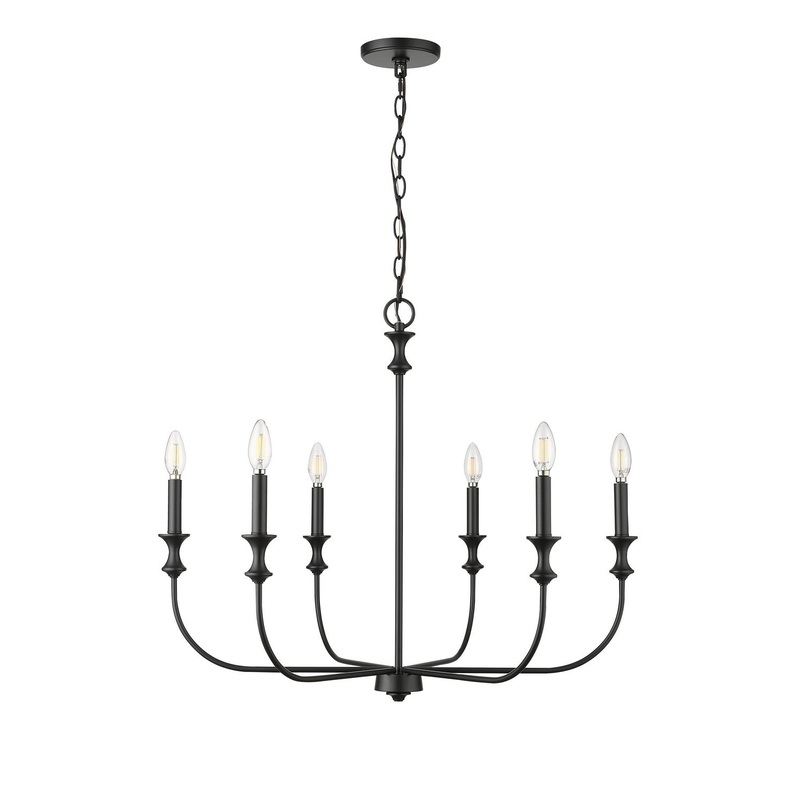 Millennium 29506-MB Savanne Six Light Chandelier, Matte Black
