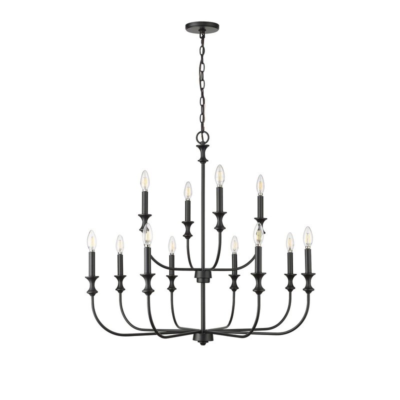 Millennium 29612-MB Savanne 12 Light Chandelier, Matte Black