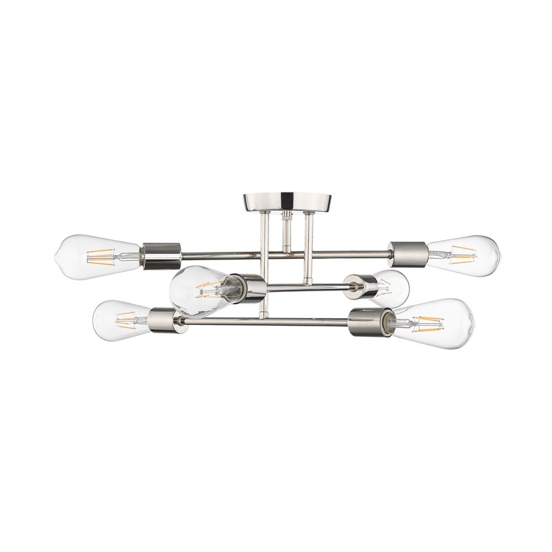 Millennium 4256-PN Decco Six Light Semi-Flush Mount, Polished Nickel