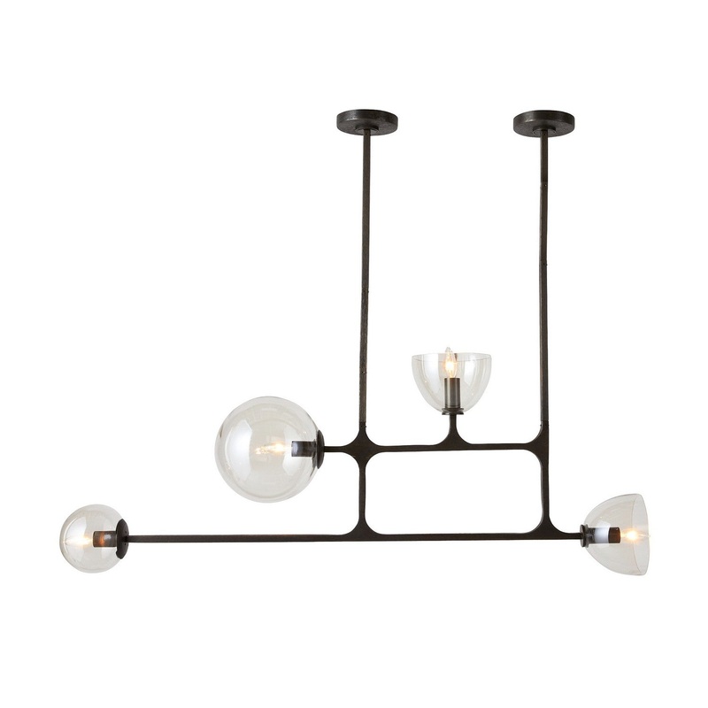 Arteriors DRC08 Dillon Four Light Linear Chandelier English Bronze/Smoke