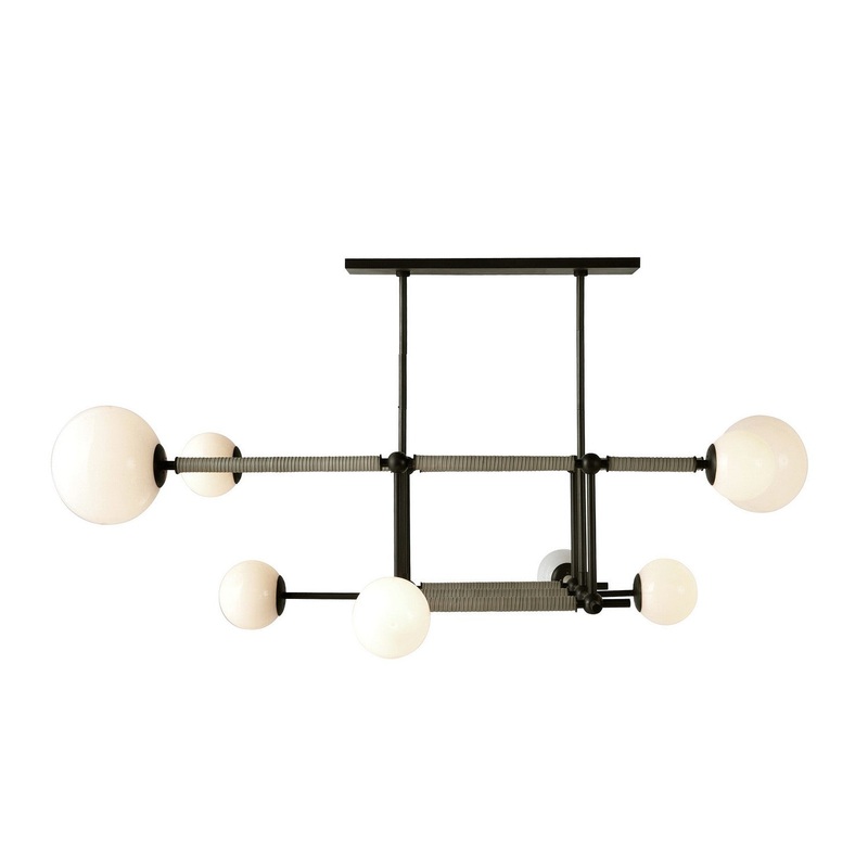 Arteriors DRC09 Erica Eight Light Linear Chandelier English Bronze/Opal/Taupe