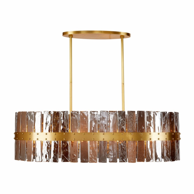 Arteriors DRC10 Sinclair Eight Light Chandelier Smoke/Antique Brass