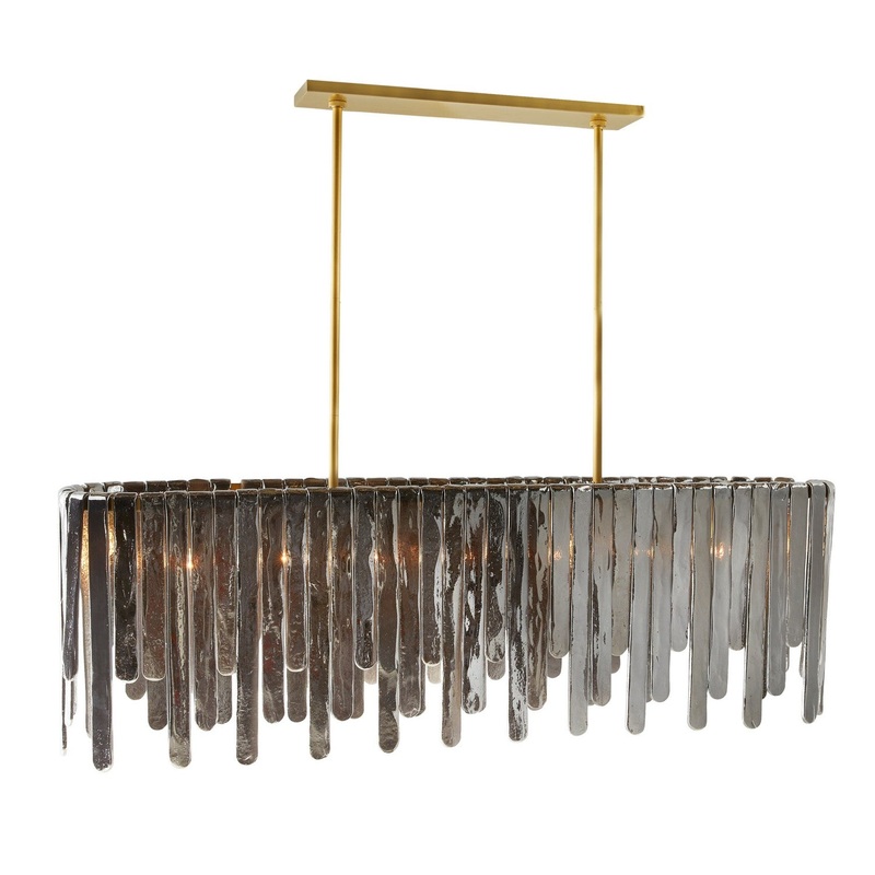 Arteriors DRC11 Leighton Seven Light Chandelier Smoke Luster/Antique Brass