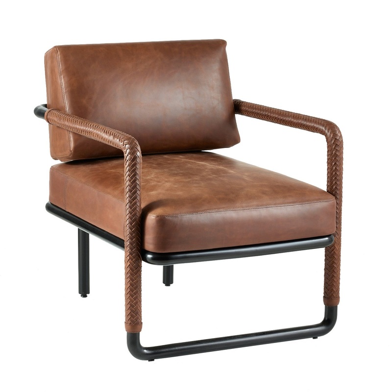 Arteriors FRI15 Durham Chair Cognac/Blackened Bronze