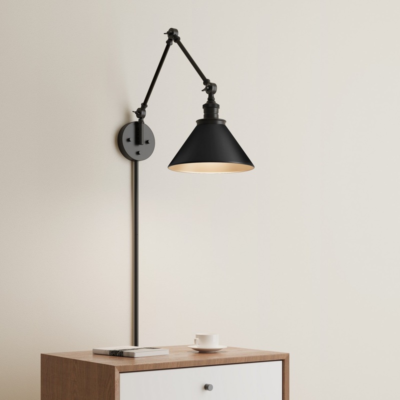 Millennium 11001-MB Edward One Light Swing Arm Wall Sconce, Matte Black