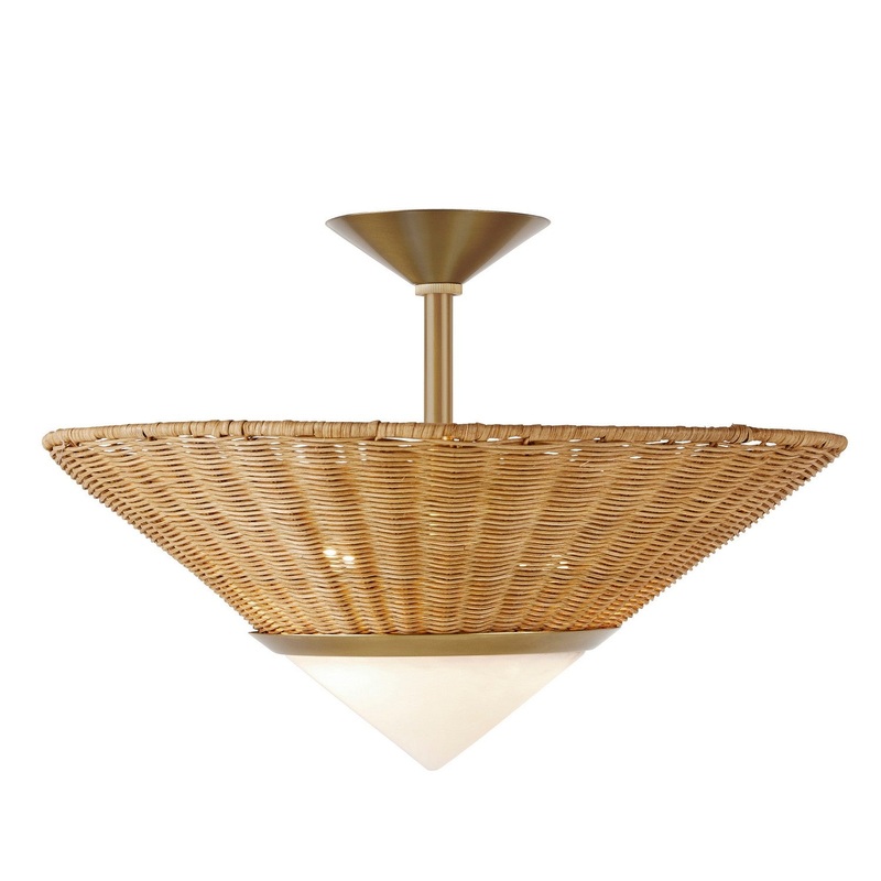 Arteriors DFC13 Calista Three Light Flush Mount Natural/White/Antique Brass