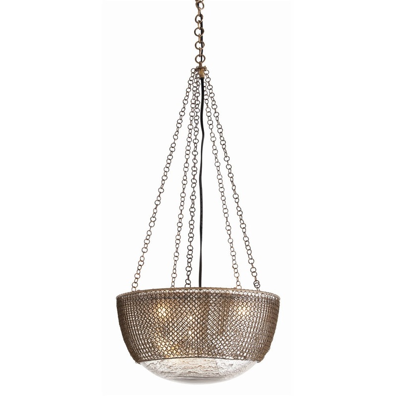 Arteriors DK42043 Chainmail Three Light Pendant Antique Brass