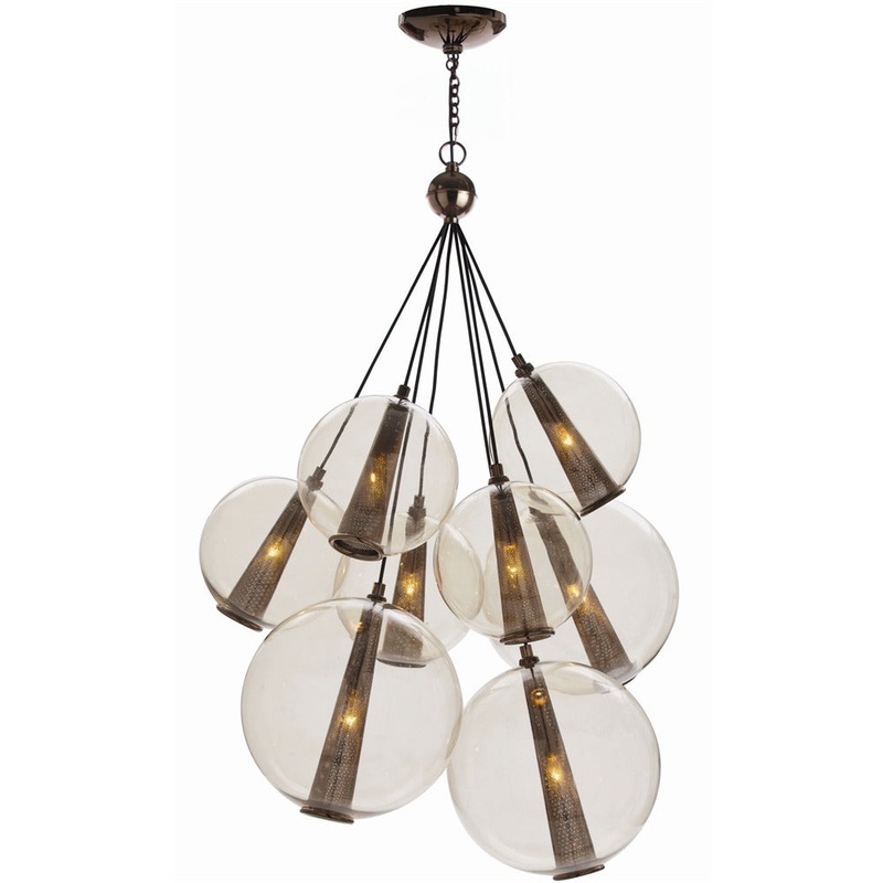 Arteriors DK89903 Caviar Eight Light Cluster Smoke