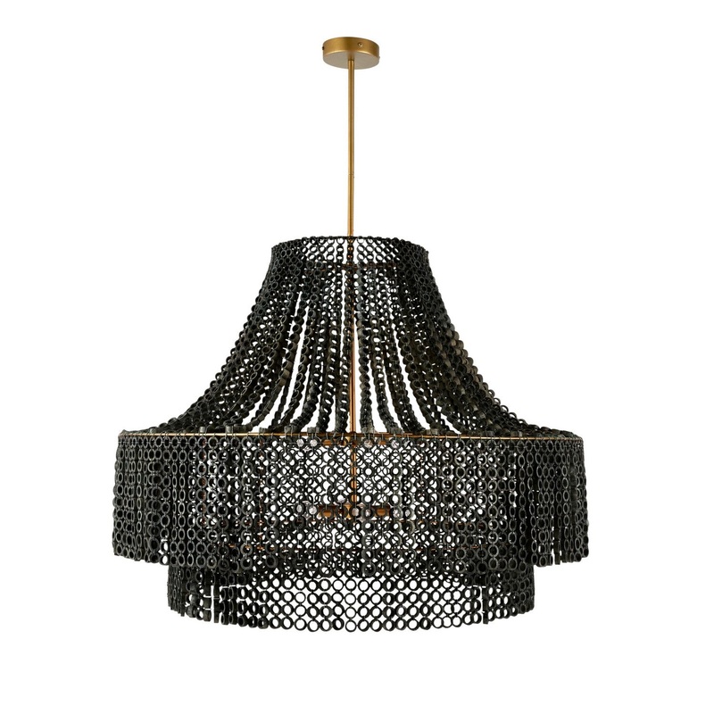 Arteriors DLS11 Hannie Eight Light Chandelier Gray Wash/Antique Brass