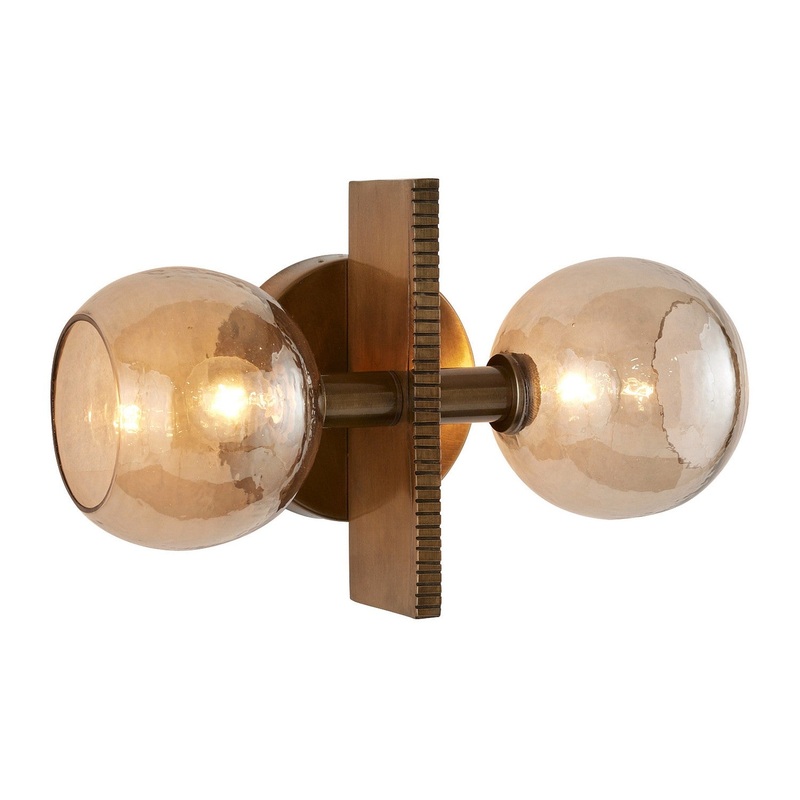 Arteriors DWI19 Chamberlin Two Light Wall Sconce Smoke/Antique Brass