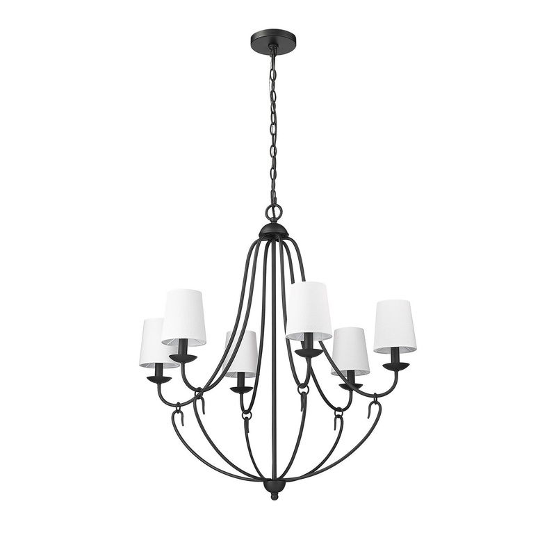 Millennium 12106-MB Eisley Six Light Chandelier, Matte Black