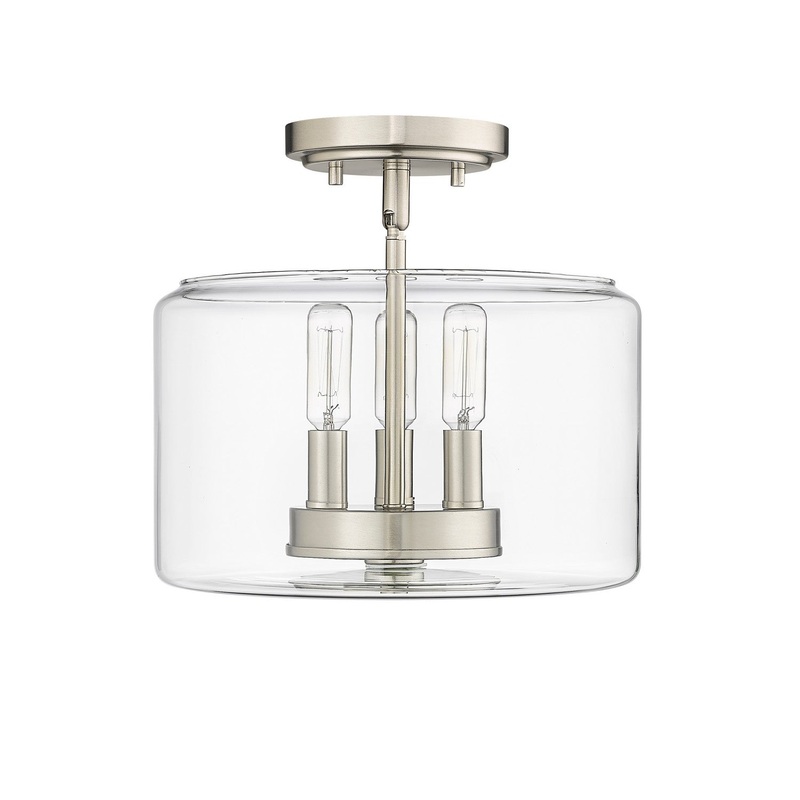 Millennium 46923-BN Asheville Three Light Semi-Flush Mount, Brushed Nickel