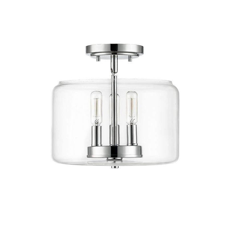 Millennium 46923-CH Asheville Three Light Semi-Flush Mount, Chrome