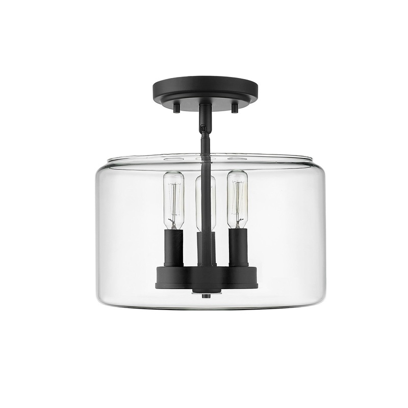 Millennium 46923-MB Asheville Three Light Semi-Flush Mount, Matte Black