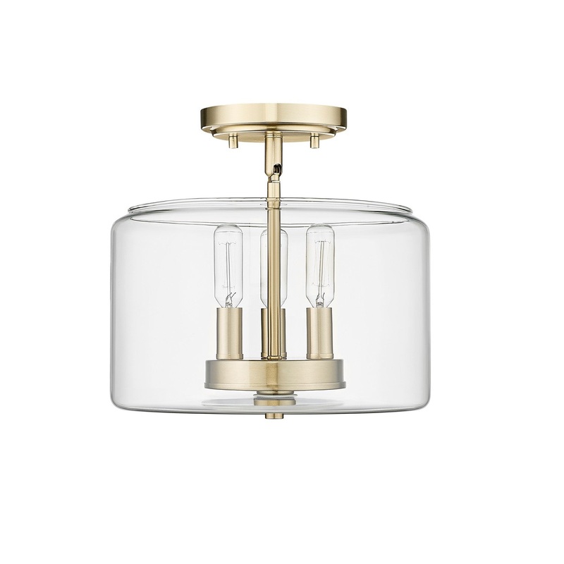 Millennium 46923-MG Asheville Three Light Semi-Flush Mount, Modern Gold