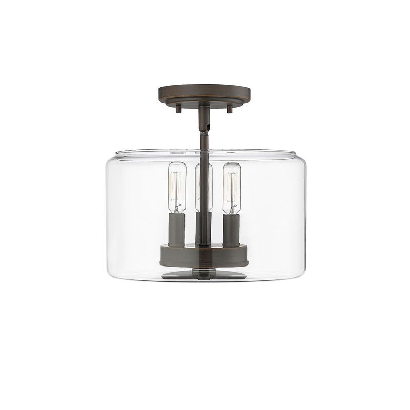 Millennium 46923-RBZ Asheville Three Light Semi-Flush Mount, Rubbed Bronze