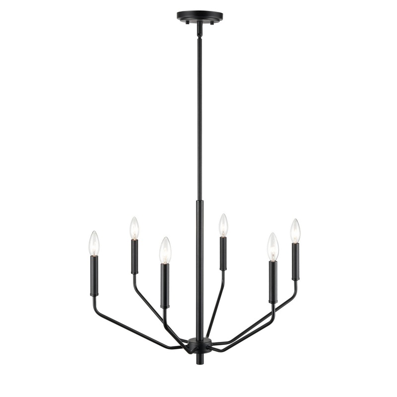 Millennium 8166-MB Laurell Six Light Chandelier, Matte Black