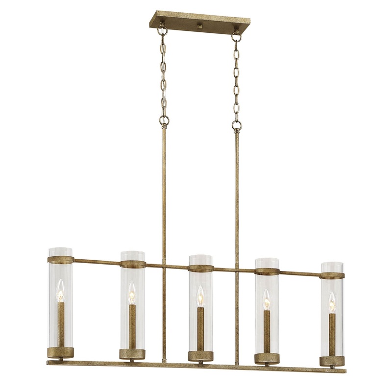 Millennium 1975-VG Milan Five Light Island Pendant, Vintage Gold