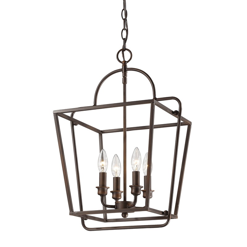 Millennium 3237-RBZ Four Light Pendant, Rubbed Bronze