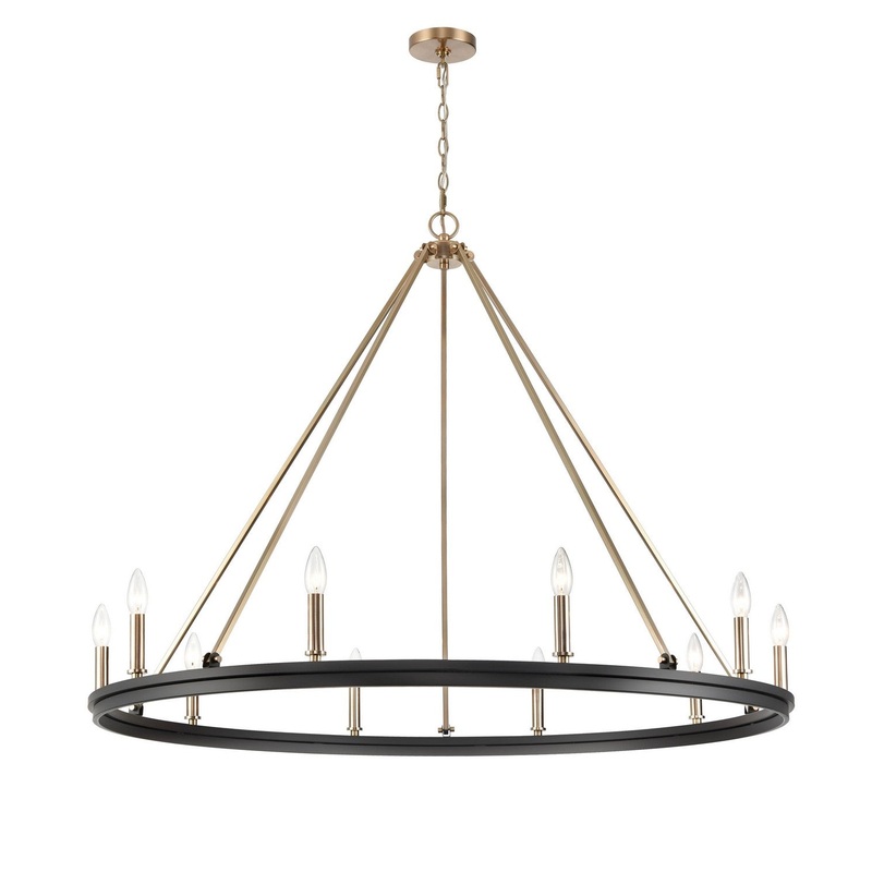 Millennium 9510-MB/MG Carruth Ten Light Chandelier, Matte Black Modern Gold
