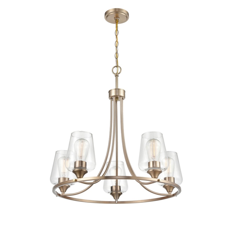 Millennium 9725-MG Ashford Five Light Chandelier, Modern Gold