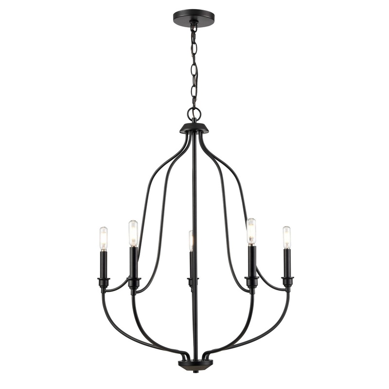 Millennium 98005-MB Senoia Five Light Chandelier, Matte Black