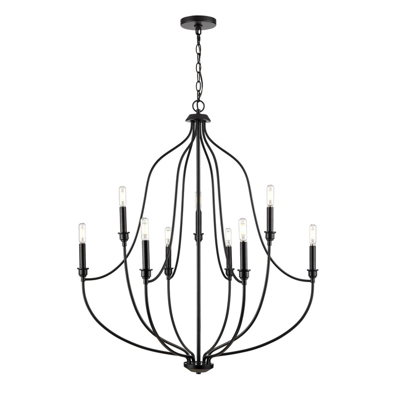 Millennium 98009-MB Senoia Nine Light Chandelier, Matte Black