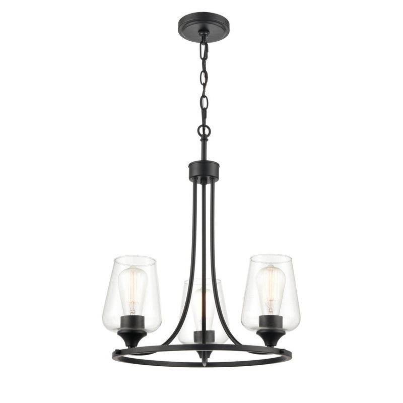 Millennium 9723-MB Ashford Three Light Chandelier, Matte Black