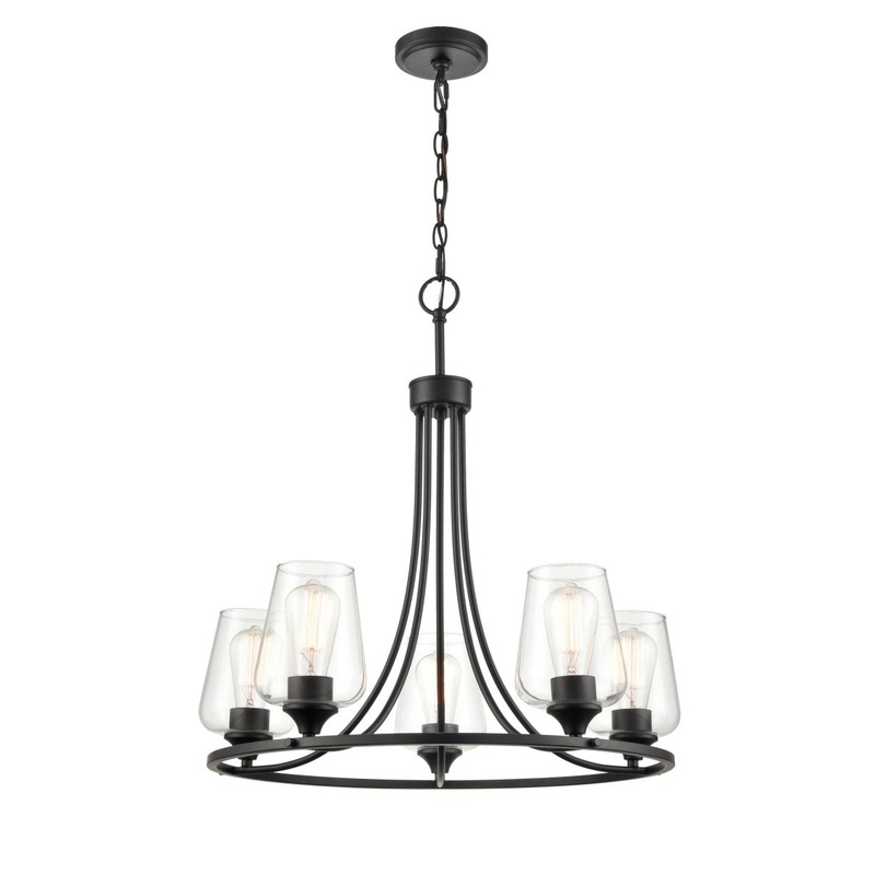 Millennium 9725-MB Ashford Five Light Chandelier, Matte Black