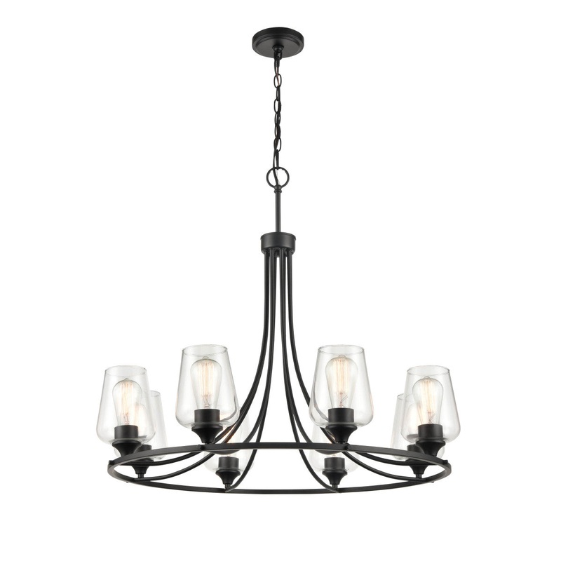 Millennium 9728-MB Ashford Eight Light Chandelier, Matte Black