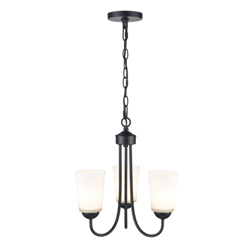 Millennium 9803-MB Ivey Lake Three Light Chandelier, Matte Black