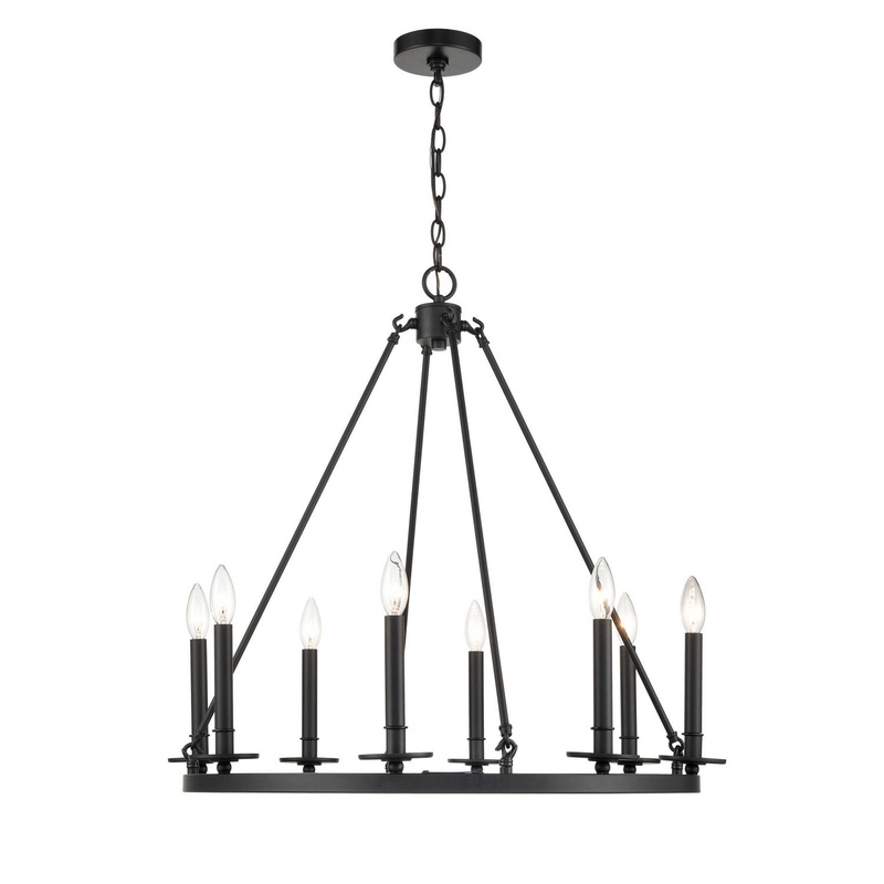 Millennium 6708-MB Florence Eight Light Chandelier, Matte Black