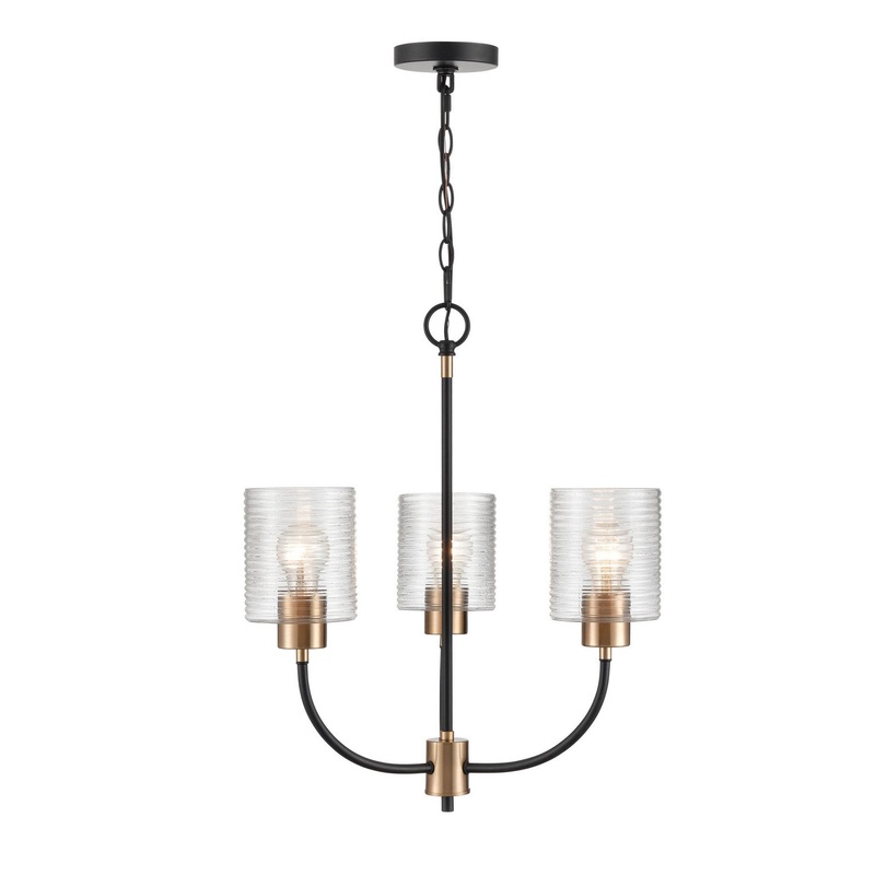 Millennium 9423-MB/MG Renitta Three Light Chandelier, Matte Black Modern Gold