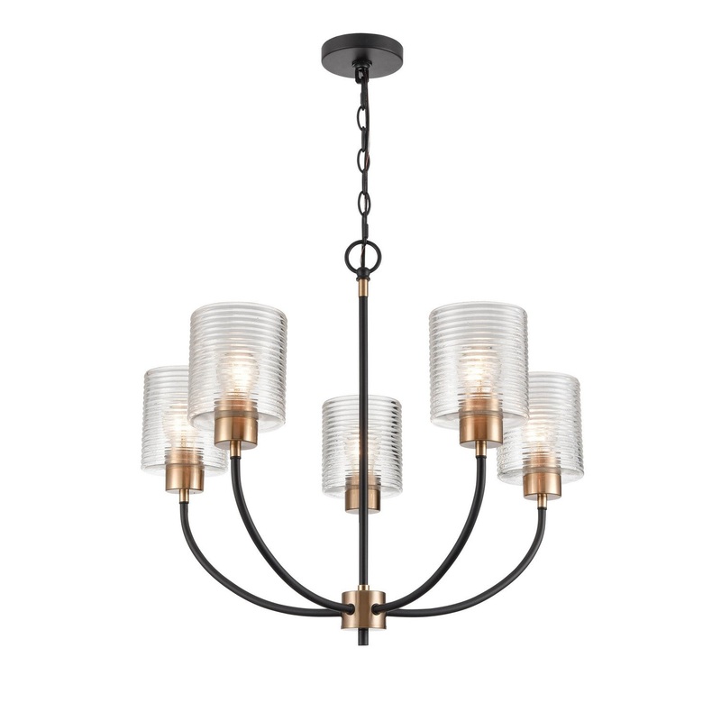 Millennium 9425-MB/MG Renitta Five Light Chandelier, Matte Black Modern Gold