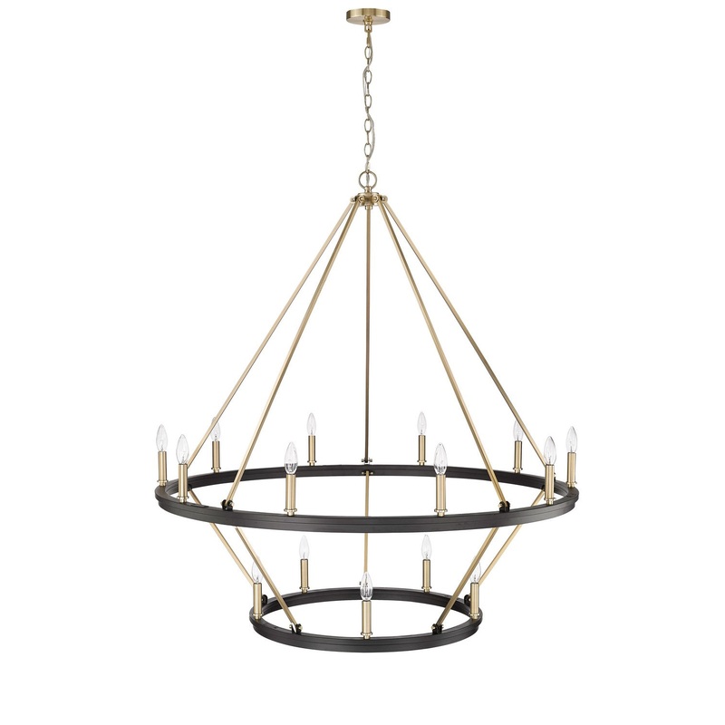 Millennium 95015-MB/MG Carruth 15 Light Chandelier, Matte Black / Modern Gold