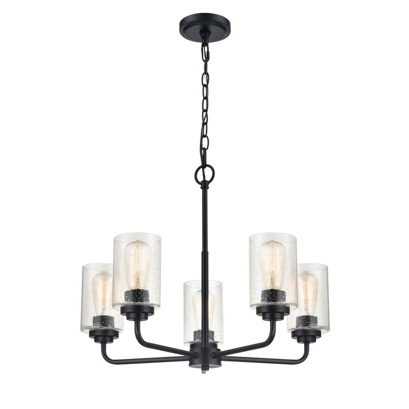 Millennium 9605-MB Moven Five Light Chandelier, Matte Black