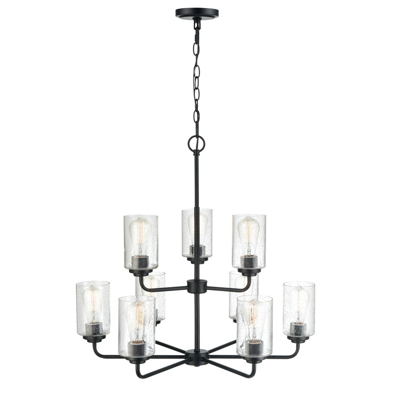 Millennium 9609-MB Moven Nine Light Chandelier, Matte Black
