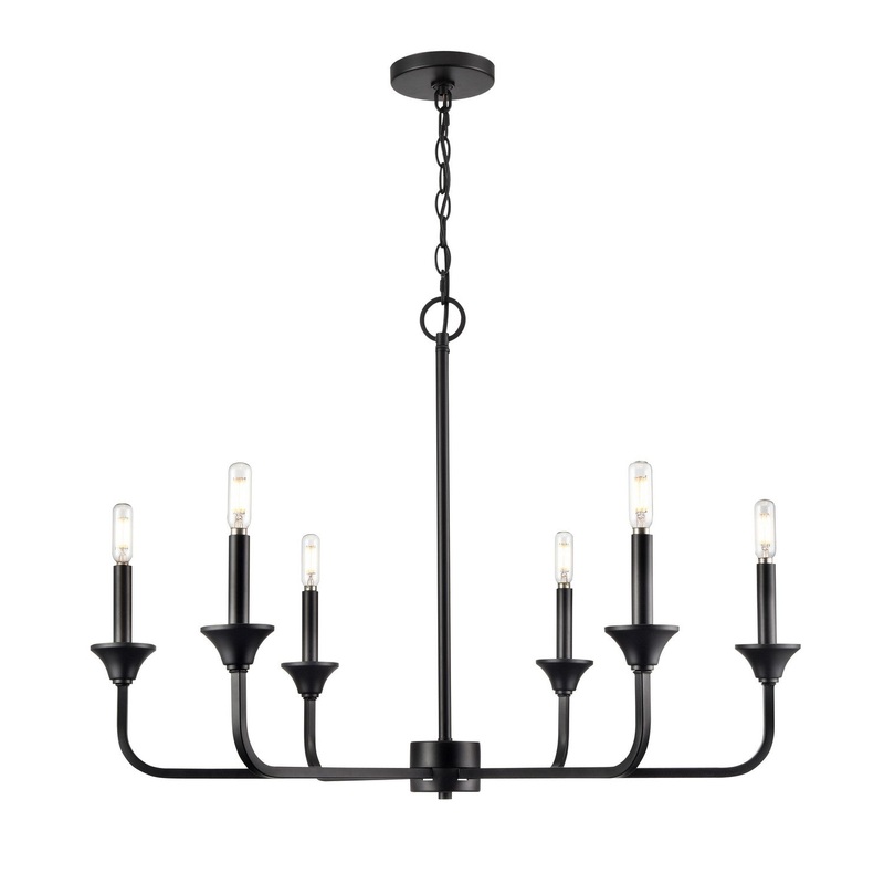 Millennium 97326-MB Herring Six Light Chandelier, Matte Black