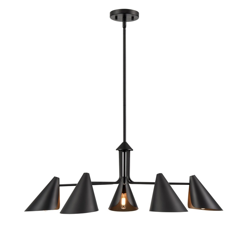 Millennium 99005-MB Warhol Five Light Chandelier, Matte Black