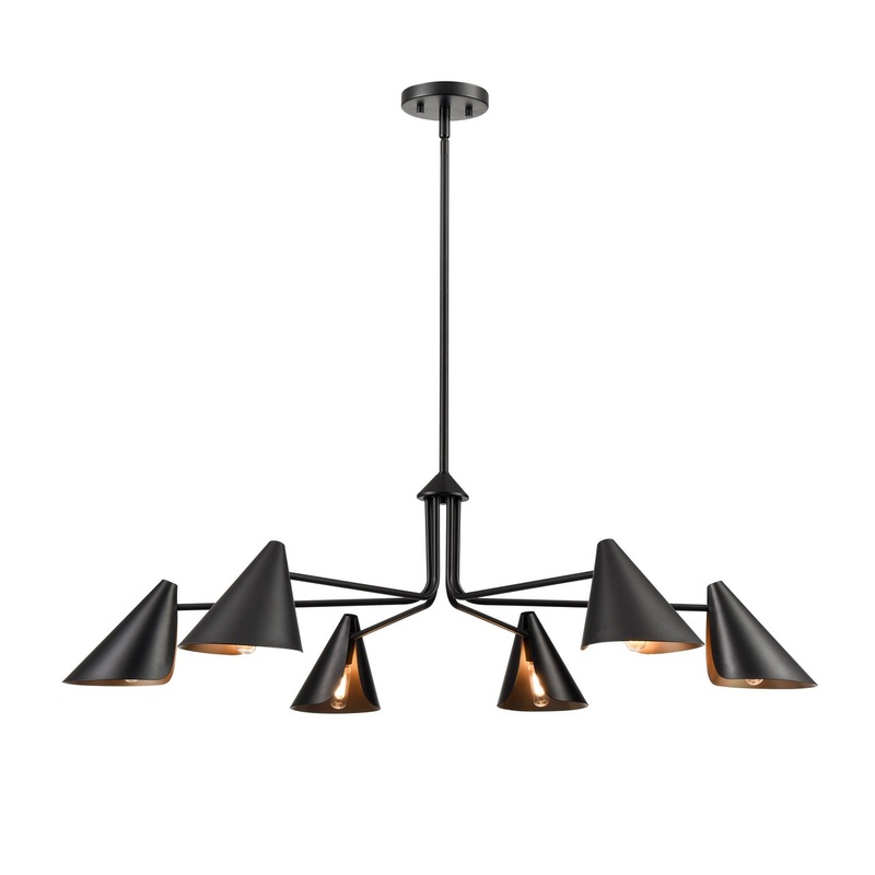 Millennium 99006-MB Warhol Six Light Chandelier, Matte Black