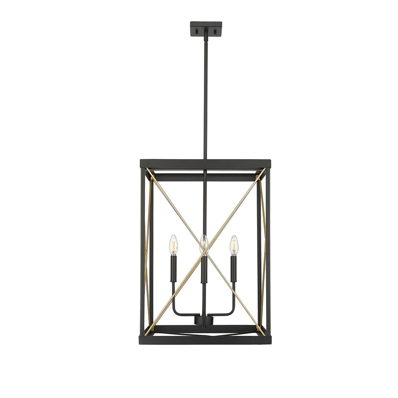 Millennium 13704-MB/PMG Terni Four Light Pendant, Matte Black / Painted Modern Gold
