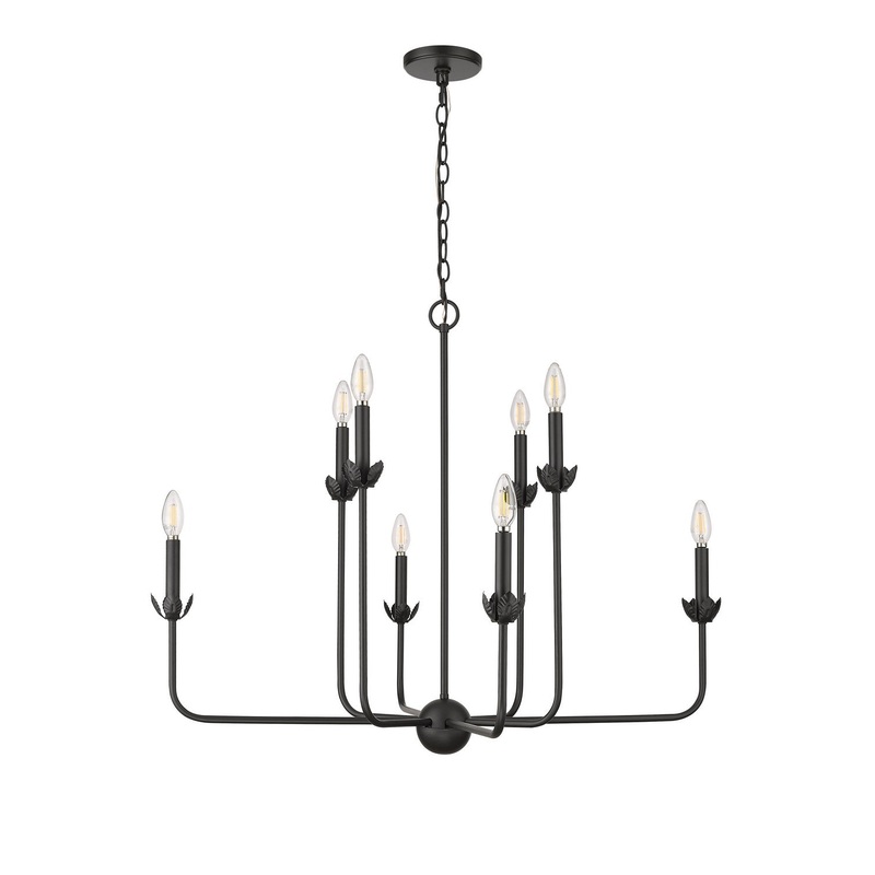 Millennium 29708-MB Freesia Eight Light Chandelier, Matte Black