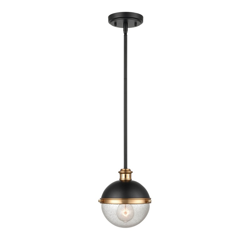 Millennium 4250-MB/AB Ellmira One Light Pendant, Matte Black/ Aged Brass