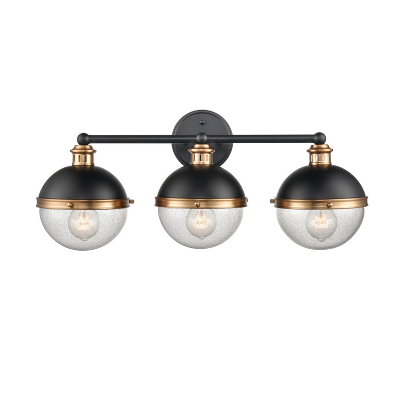 Millennium 4253-MB/AB Ellmira Three Light Vanity, Matte Black/ Aged Brass
