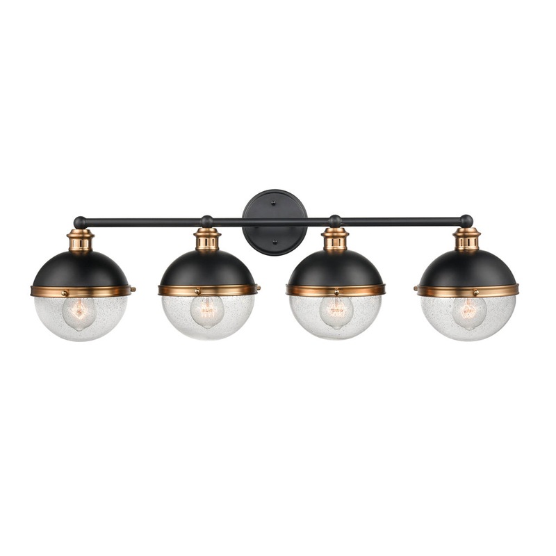 Millennium 4254-MB/AB Ellmira Four Light Vanity, Matte Black/ Aged Brass