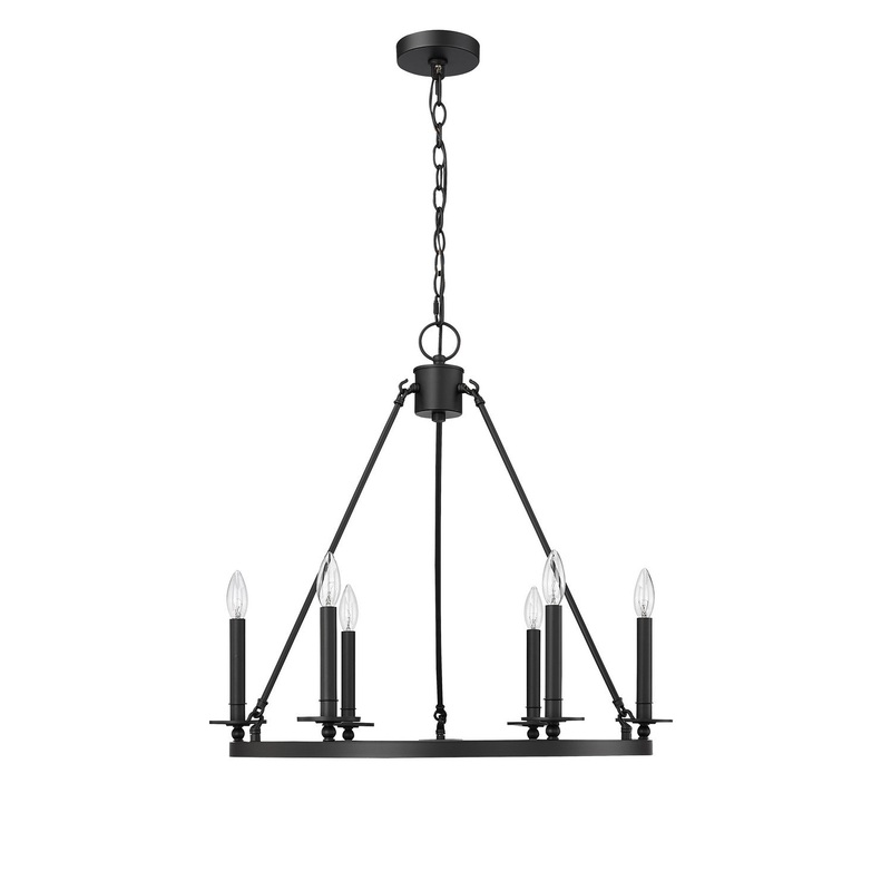 Millennium 46706-MB Florence Six Light Chandelier, Matte Black